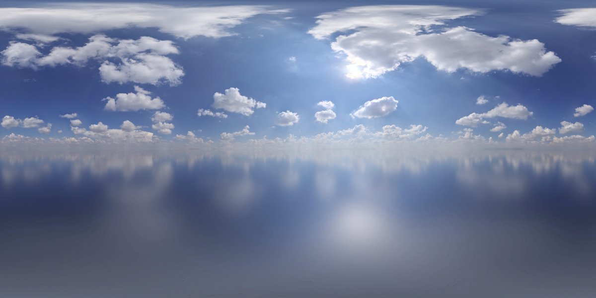 A partly-cloudy sky, the light source for this glass study